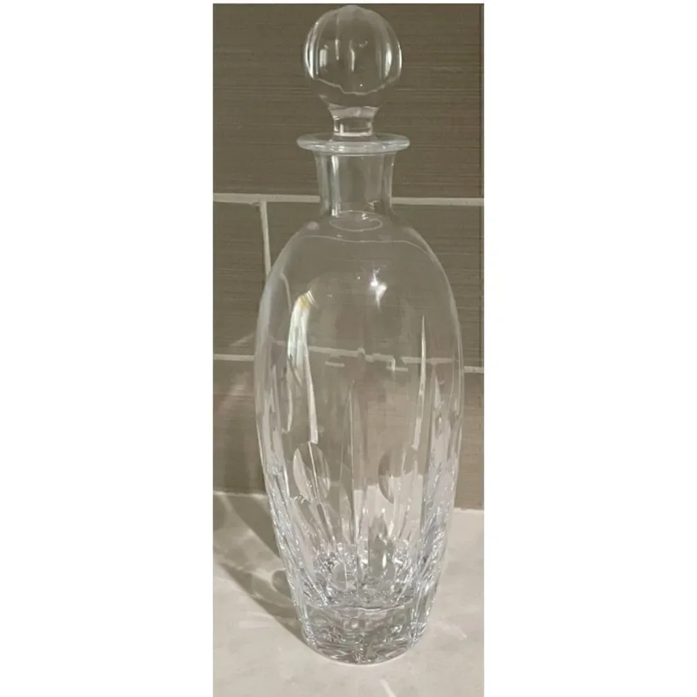 Pottery Barn Crystal Round Cut Decanter / New